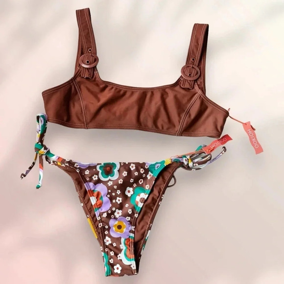 NWT OOKIOH RAVELLO TOP in Coco & SEYCHELLES BOTTOM in Lanai Floral - Picture 1 of 14